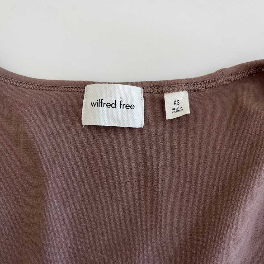 Wilfred‎ Free Aritzia Kaz Romper Long Sleeve Women's XS Brown 3" scoop neck - Picture 4 of 7